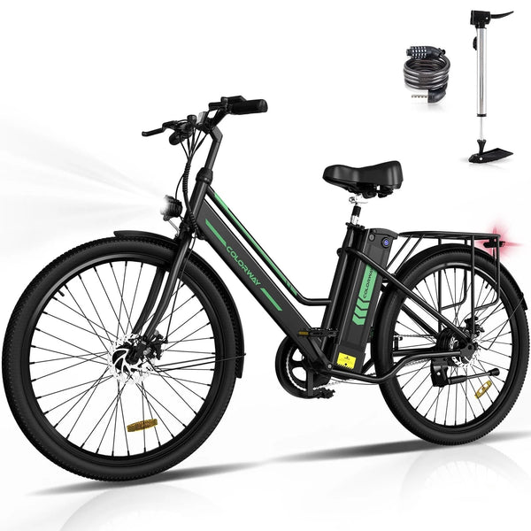26" Electric Bike for Woman, 500W Powerful Motor, 36V 13AH Removable Battery E