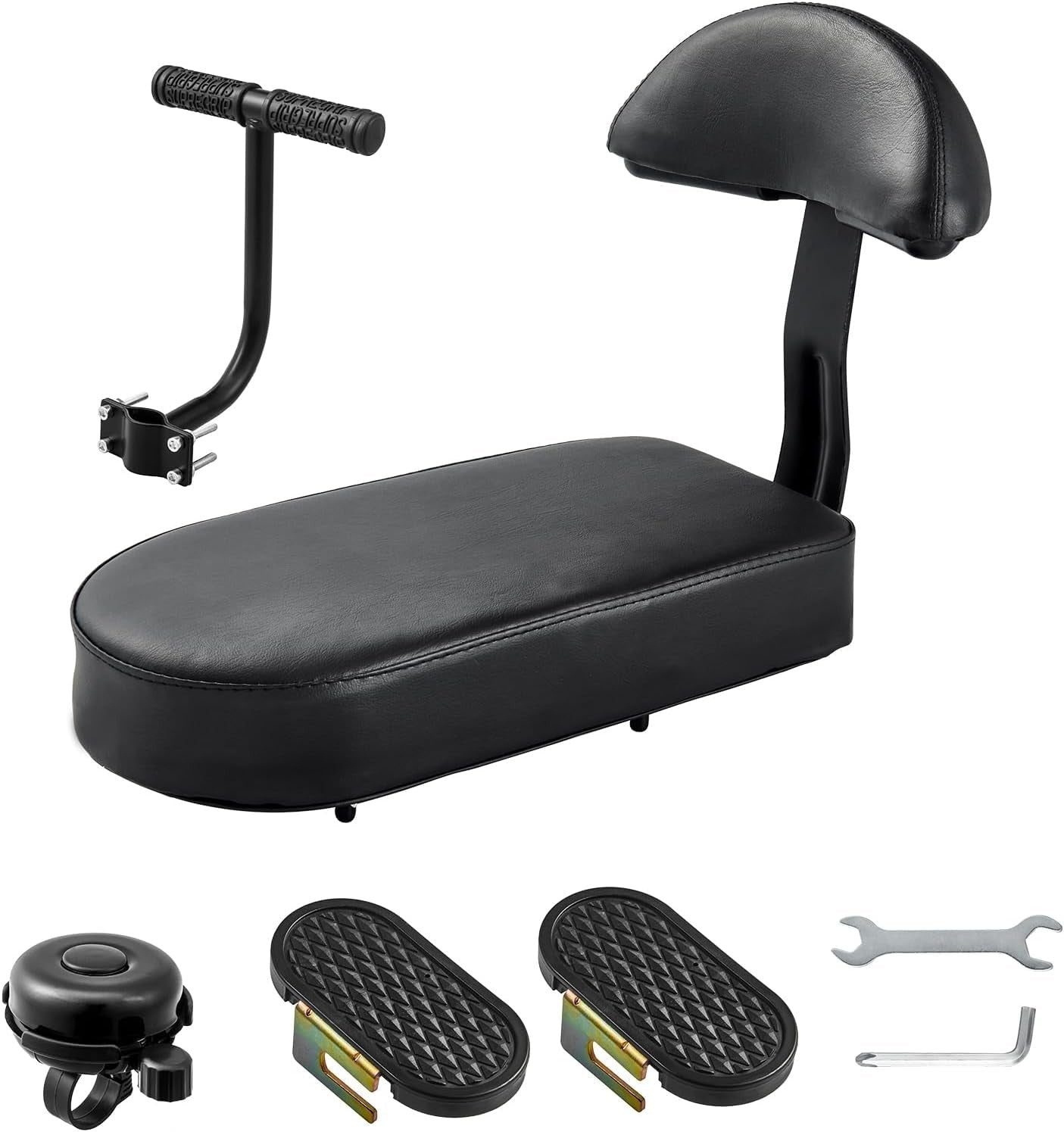 Kids Bike Seat Set, Comfort Bike Seat with Backrest, Wide Child Bicycle Rear