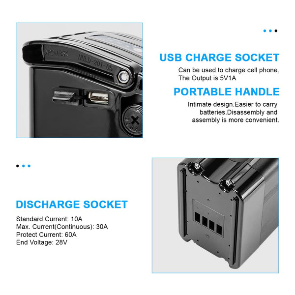 YS YOSE POWER 48V 15AH Lithium Ebike Battery Seat Tube 250W 350W 500W 750W 1000W Bicycle Electric Bike Battery with Charger 2Pins Discharge Port 30A BMS Silverfish E Bike Batteries