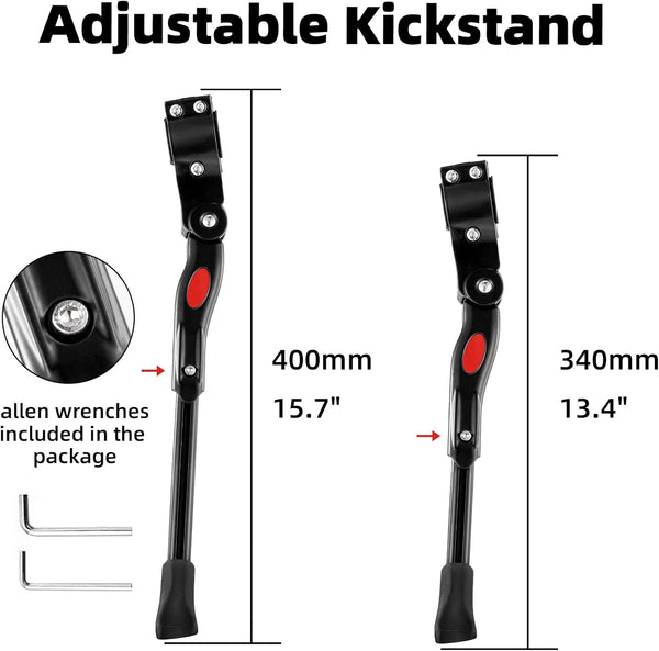 ROCKBROS Bike Kickstand Adjustable Bike Rear Mount Kickstand Bike Side Aluminium Alloy Adults Kick Stand for 22’’-28’’ Inch Mountain Road Bikes