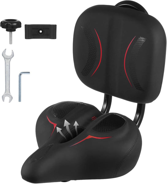 yeesport Oversized Ergonomic Bike Seat with Adjustable Backrest, Wide Bicycle Saddle Cushion for Comfort Riding, Padded Support Design for Tricycles, Cruiser Cycles, Exercise and Ebike Use