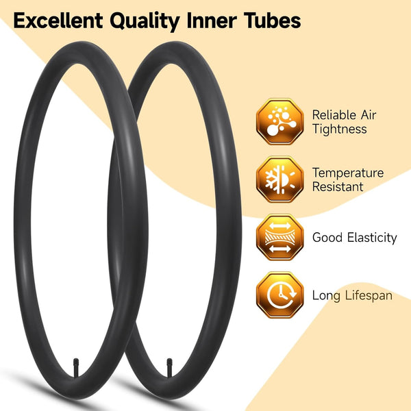 yeesport 2 Pack 24 x 2.125 Bike Tire and Tube Set, 24 Inch Mountain Bike Tire with Repair Kit, Foldable 24 Inch Bicycle Tires for MTB BMX Riding, Replacement 24in Bike Tire for Trail Road Use
