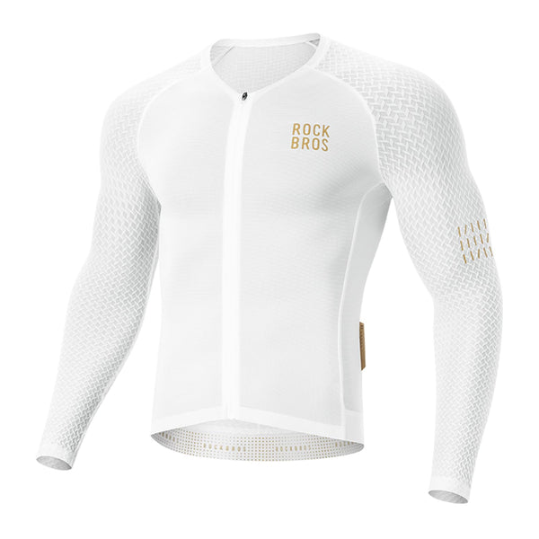 ROCKBROS Men's Cycling Jersey Long Sleeve Shirt Bike Jersey Men with Full Zipper Pocket Quick Dry