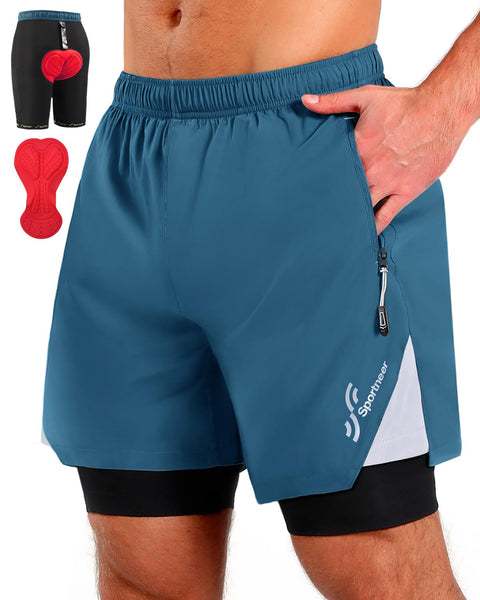 Sportneer Bike Shorts for Men - 3D Padded Lightweight MTB Fit Riding Biking Bicycle Biker Shorts with Zipper Pockets