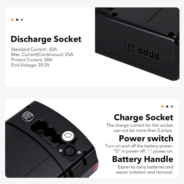 YS YOSE POWER 52V 17.5Ah Ebike Battery Compatible with PEDEGO Electric Bike 52V Electric Bike Batteries for Boomerang City Commuter Fat Tire Trike Interceptor Tandem Latch V2 Battery Replacement