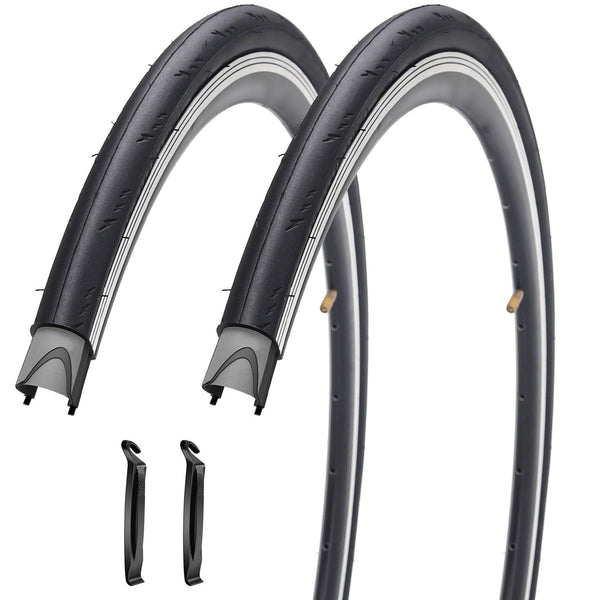 2 Pack700x23C (23-622) Foldable Road Bike Tires 700C Replacement Tires with Folding Bead, Puncture Resistant for Racing & Commuter Bicycles