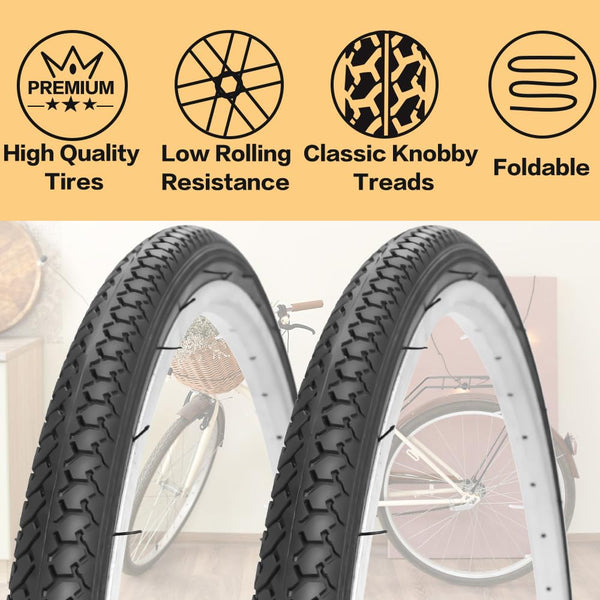 24X1 3/8 (37-540) Bike Tires 24" Inch Bike Tire Compatible with 24 x 1 3/8 Road Bike Wheelchair Tires Bicycle Tires