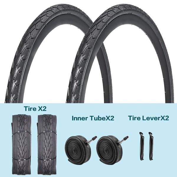 2 Pack 700x23C/25C/28C/35C/38C Bike Tires Plus Bike Inner Tubes Presta Valve 48mm or Schrader Valve 48mm Foldable Replacement Tires for Road Bicycle