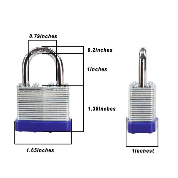 SEPOX® Trinity Keyed-Alike Padlocks Outdoor, Reinforced Laminated Steel Body Heavy-Duty 1-9/16" 40MM, Uncuttable Standard Shackle, 3-Pcs-Lock, 6-Pcs Same Keys, for Gym Locker, Toolbox, Shed, Storage