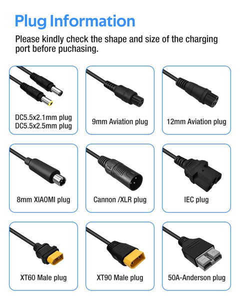 84V 5A Fast Charger with 50A-Anderson-Plug for 72V Lithium Battery, 72V Charger with Cooling System (IEC Plug)