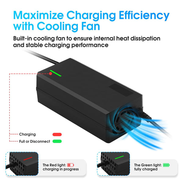54.6V 5A Charger with 6-in-1 Plug for 48V Battery Such as Car Truck Lawn Mower Boat Marine Batteries (54.6V5A-(6-in-1 Plug))