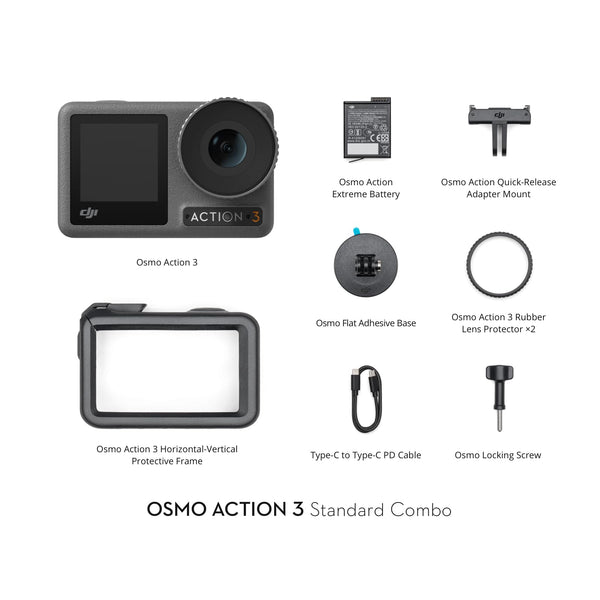 DJI Osmo Action 3 Outdoor Combo, Action Camera 4K with Chest & Backpack Strap Mount for Travel, Sports, Stabilization, Cold Resistant, Waterproof Action Camera with 2 Batteries up to 320 Mins - TRIPPER ELECTRIC BIKES