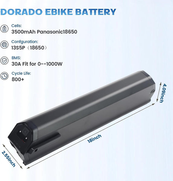 Reention Dorado Ebike Battery Fit for Ncm Moscow E-Bike Battery 48V 13Ah 624Wh Lithium Ion Pack 250W-1000W Motor for Electric Bicycle (48v13Ah L460mm)