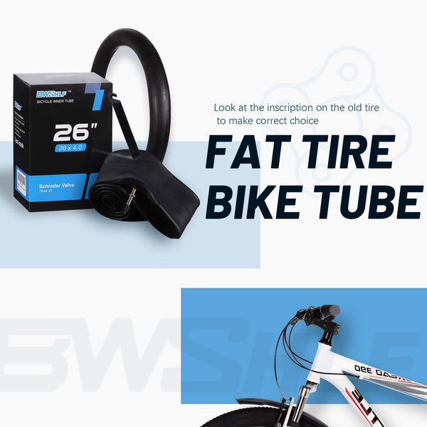 BWSHLF Fat Tire Bike Tube, 26 x 4.0 AV 35mm Schrader Valve/FV 33mm Presta Valve Inner Tube, High Air Tightness, Anti-Puncture, with 2 Tire Levers Included-2 Pack - TRIPPER ELECTRIC BIKES