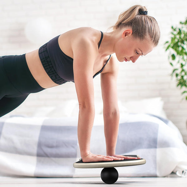 Sportneer Balance Board 7 Modes Wobble Board with Adjustable Stoppers Exercise Balancing Stability Trainer for Improve Balance, Surf Trainer & Physical Therapy - Roller and 2.8'' Ball Included