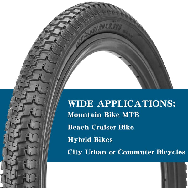 20" Bike Tires 20 x 2.125 inch Folding Bike Tires Fit for 20 X 1.95 20 X 2.10 20 X 2.125 Mountain Bike Beach Cruiser Bike City Urban Kids Bike Bikes