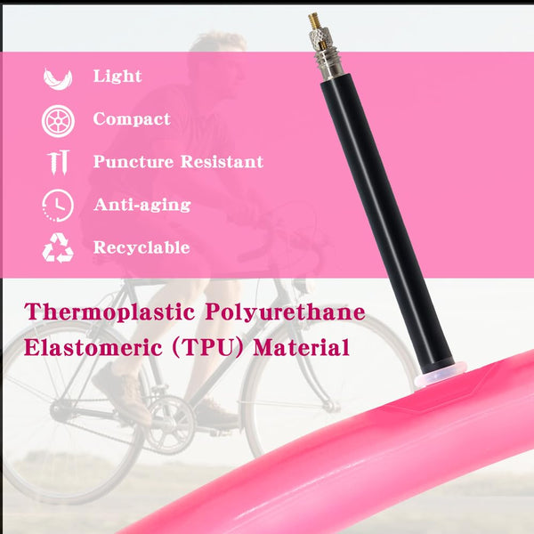 4 Pack Ultralight TPU Bike Inner Tubes 700X18C/23C/25C/28C/30C/32C Presta Valve 45/65/85mm Pink Color for Road Bicycle Tire