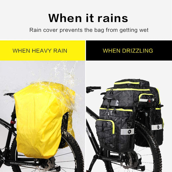 Rhinowalk Bike Bag Bike Pannier Bag Set, for Bicycle Cargo Rack Saddle Bag Shoulder Bag Laptop Pannier Rack Bicycle Bag Professional Cycling Accessories 3 in 1-Black.