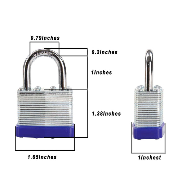 SEPOX® Trinity Keyed-Alike Padlocks Outdoor, Reinforced Laminated Steel Body Heavy-Duty 1-9/16" 40MM, Uncuttable Standard Shackle, 3-Pcs-Lock, 6-Pcs Same Keys, for Gym Locker, Toolbox, Shed, Storage