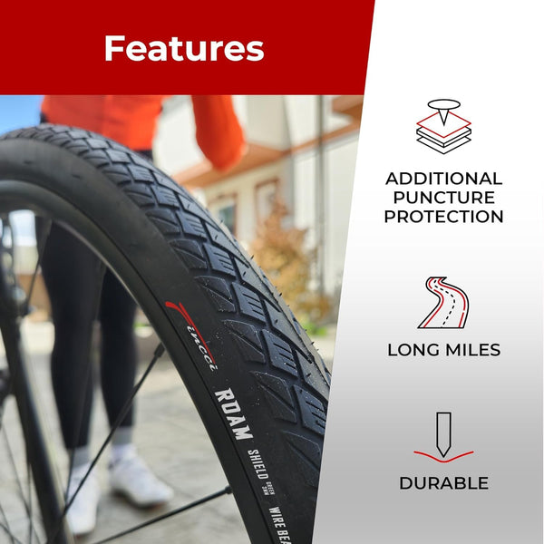 Fincci City 700x35c Bike Tire with 700c Bike Tube Schrader/Presta - 2er Foldable 700c Tires, 37-622 with 1 mm Puncture Resistant - Kevlar Road Bike Tires 28 inch for Touring, Hybrid, Electric Bicycles