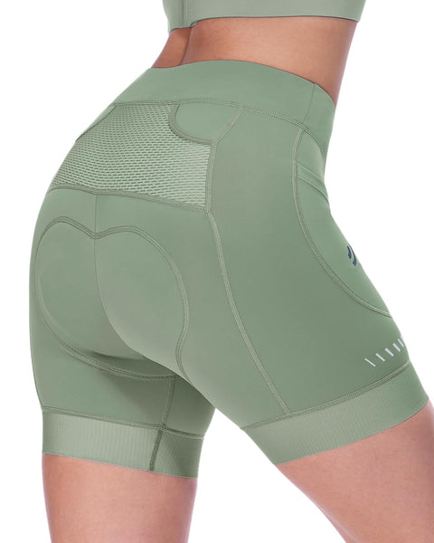 Sportneer Womens 4D Padded Bike Shorts - Women's Cycling Shorts with Breathable Mesh Pockets & Secure Zipper