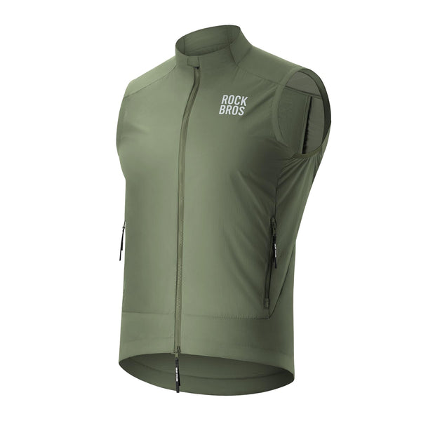 ROCKBROS Cycling Vest for Men Windproof Sleeveless Jacket Two-way zipper Gilet Super-Light Coat for Cycling Hiking Running