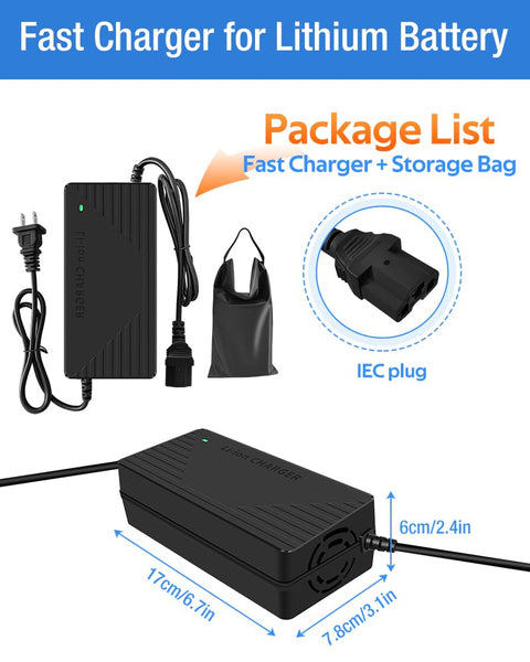 54.6V 3A / 5A Super Fast Charger for 48V Lithium Battery,No Adapter,7 Types of Plugs to Choose from, More Secure.Compatible with Most Plugs. with Cooling System (Cannon/XLR plug-3A)