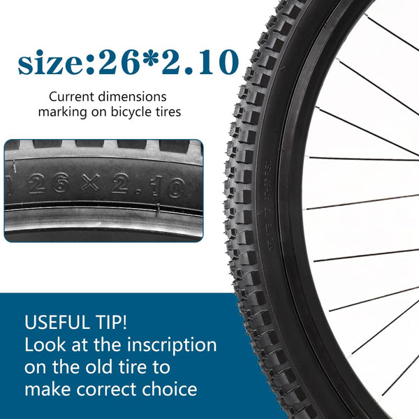 2 Pack 26/27.5 x 2.10 Bike Tires 26/27.5 inch Folding Bike Tires Fit for 26/27.5 X 1.95/2.10/2.125 Mountain Bike Beach Cruiser Bike City Urban Bicycles Bikes