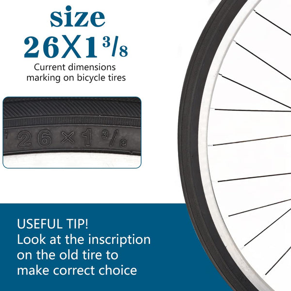 26X1 3/8 (37-590) Road Bike Tires with or Without Bike Tubes 26x1.3/8 32mm AV Schrader Valve
