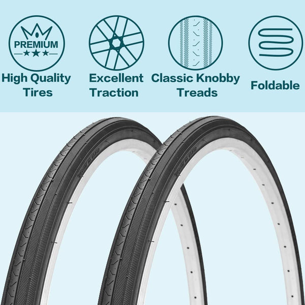 26X1 3/8 (37-590) Road Bike Tires with or Without Bike Tubes 26x1.3/8 32mm AV Schrader Valve