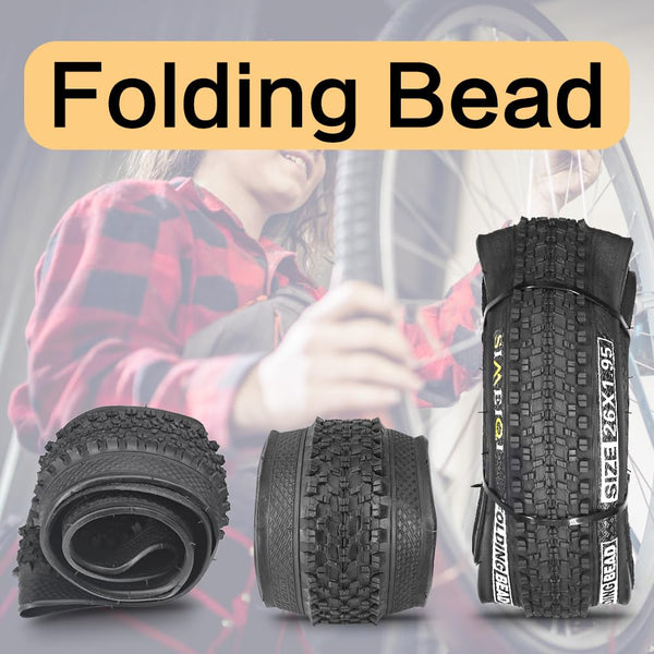 26 X 1.95 Inch Folding Bike Tires with 3mm Anti Puncture Proof Protection for Mountain Bicycles