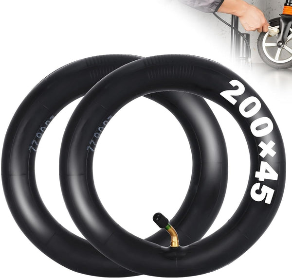 2 Pack of 8x1 1/4 200x45 Inner Tubes with Angled Valve Stem Replacement for A-Bike Folding Bike Jetson Beam Electric Scooter Butyl Rubber