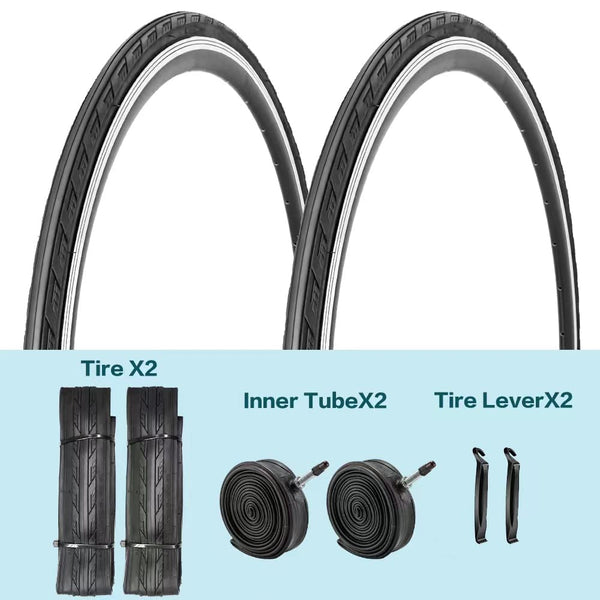 2 Pack 700x23C/25C/28C/35C/38C Bike Tires Plus Bike Inner Tubes Presta Valve 48mm or Schrader Valve 48mm Foldable Replacement Tires for Road Bicycle