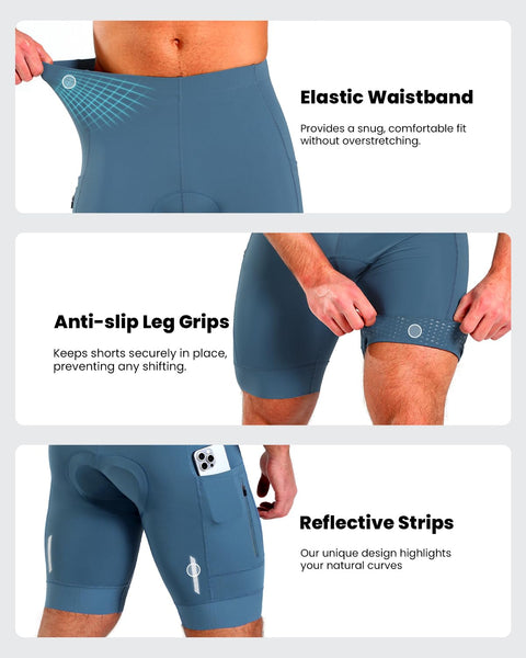 Sportneer Padded Bike Shorts for Men - 4D Padding Mens Bicycle Cycling Biking Clothing Shorts, Breathable and Absorbent