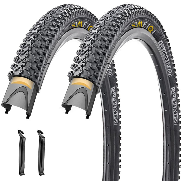 24 X 1.95 Inch Folding Bike Tires with 3mm Anti Puncture Proof Protection for Mountain Bicycles