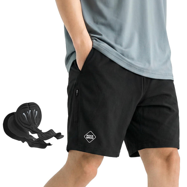 ROCKBROS Padded Bike Shorts for Men Women Breathable Quick Dry Lightweight Cycling Shorts with Pockets for Casual Biking