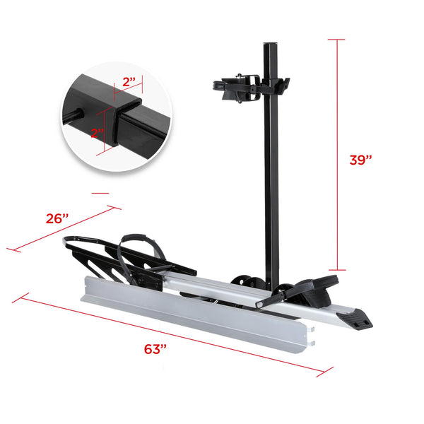 Young Hitch Mount Bike Rack with Ramp, 200 lbs. Capacity for 2 E-Bikes, Fat Tire and Standard, fits Cars, SUVs, RVs, Trailers with 2 Inch Receiver