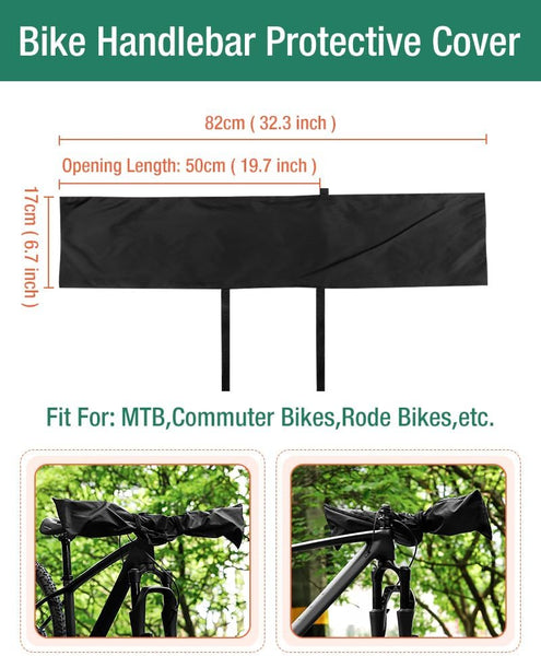 2-Piece Bike Cover for Handlebar,with 2*Drawstring Storage Bags,Easy to Install and disassemble.