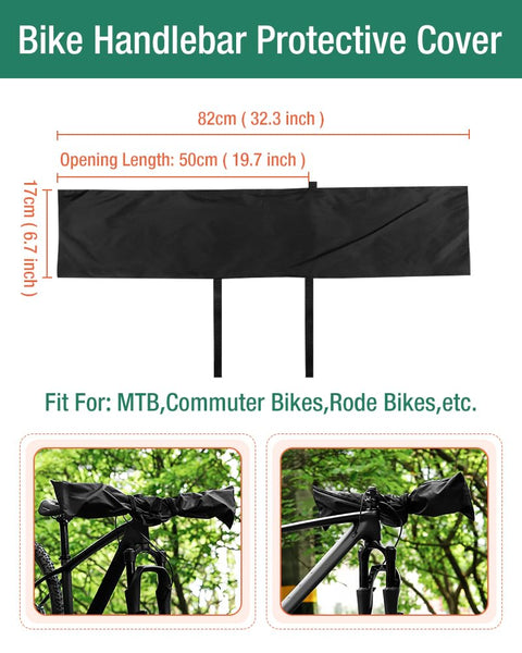 2-Piece Bike Cover for Handlebar,Easy to Install and disassemble.2P-Standard / 1P-Large Bicycle Handlebar Cover Waterproof