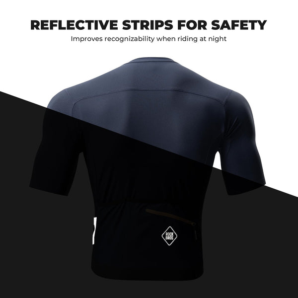 ROCKBROS Cycling Jersey Men Bike Jersey Short Sleeve with Zipper Pocket Breathable Quick-Drying Road Mountain Running