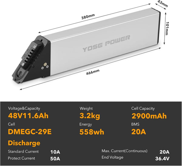 YS YOSE POWER Folding 48V 11.6Ah 558Wh Ebike Battery Compatible with Lectric XP3 Step-Thru Electric Bicycles Fit for Lectric XP Step-Thru 1.0 2.0 3.0 750W 500W Motor Spare Electric Bike Battery