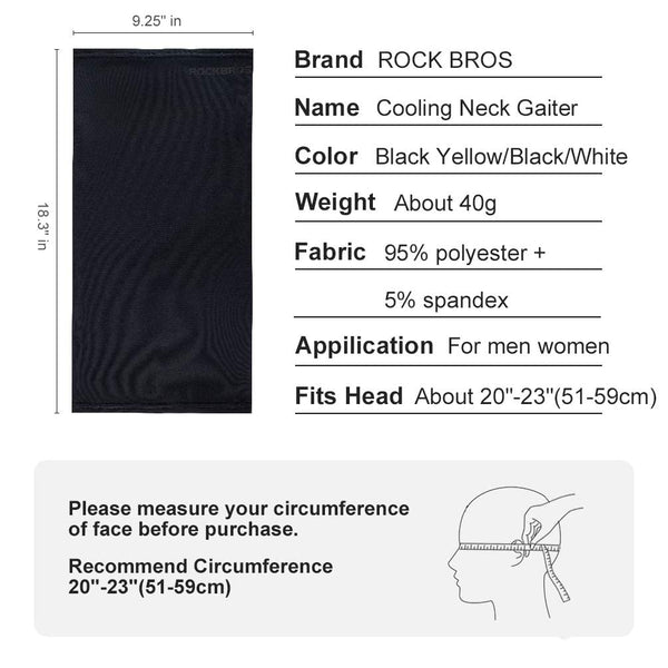 ROCKBROS Cooling Neck Gaiter Face Mask Fishing Scarf Face Cover for Men Women