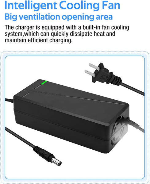 58.8V 3A / 5A Super Fast Charger for 52V Lithium Battery,No Adapter,2 Types of Plugs to Choose from,More Secure.Compatible with Most Plugs. with Cooling System (DC5.5x2.1mm plug-5A)