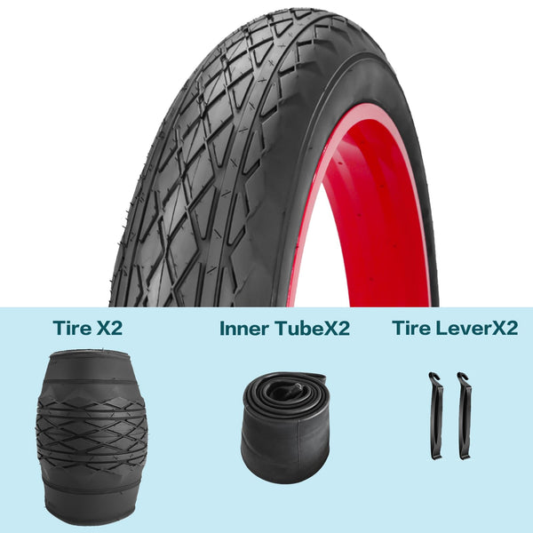 20x4.0 Bike Tire for Electric Bikes with Inner Tubes 32MM Schrader Valve Fat Bike Tire with Durable Tread, High Traction for Mountain/Snow/Road Compatible with E-Bikes 20x4.0 Inches