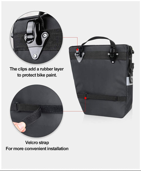Rhinowalk Bike Bag Bike Pannier Bag Set, for Bicycle Cargo Rack Saddle Bag Shoulder Bag Laptop Pannier Rack Bicycle Bag Professional Cycling Accessories 3 in 1-Black.