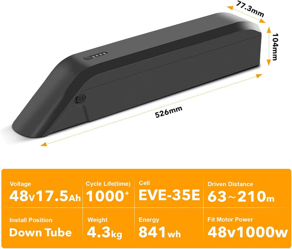 YS YOSE POWER 48V 17.5Ah for Himiway Cruiser Battery Replacement Electric Bike Battery 48V Compatible with D3 D3 ST E-Bikes Electric Bicycle Batteries