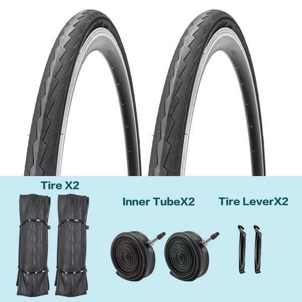 2 Pack 700x23C/25C/28C/35C/38C Bike Tires Plus Bike Inner Tubes Presta Valve 48mm or Schrader Valve 48mm Foldable Replacement Tires for Road Bicycle