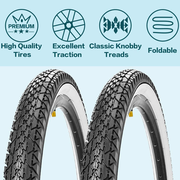 26 Inch Bike Tires 26 X 2.125(57-559) Replacement Tires or Schrader Valve Inner Tubes AV 32mm for Beach Cruiser Bike