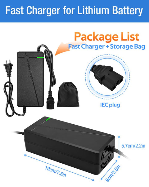 84V 5A Fast Charger with 50A-Anderson-Plug for 72V Lithium Battery, 72V Charger with Cooling System (IEC Plug)