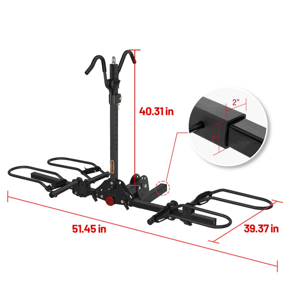 Rockland Foldable 4-Bike Rack, 160 lbs Capacity, Hitch Mount Bike Rack, Fits up to 2.5" Tire Width and 50" Wheelbase, Bike Carrier Rack for 2" Receiver for Cars SUVs Vans RVs